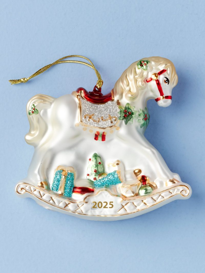2025 Retro Blown Glass Baby's 1st Rocking Horse Ornament